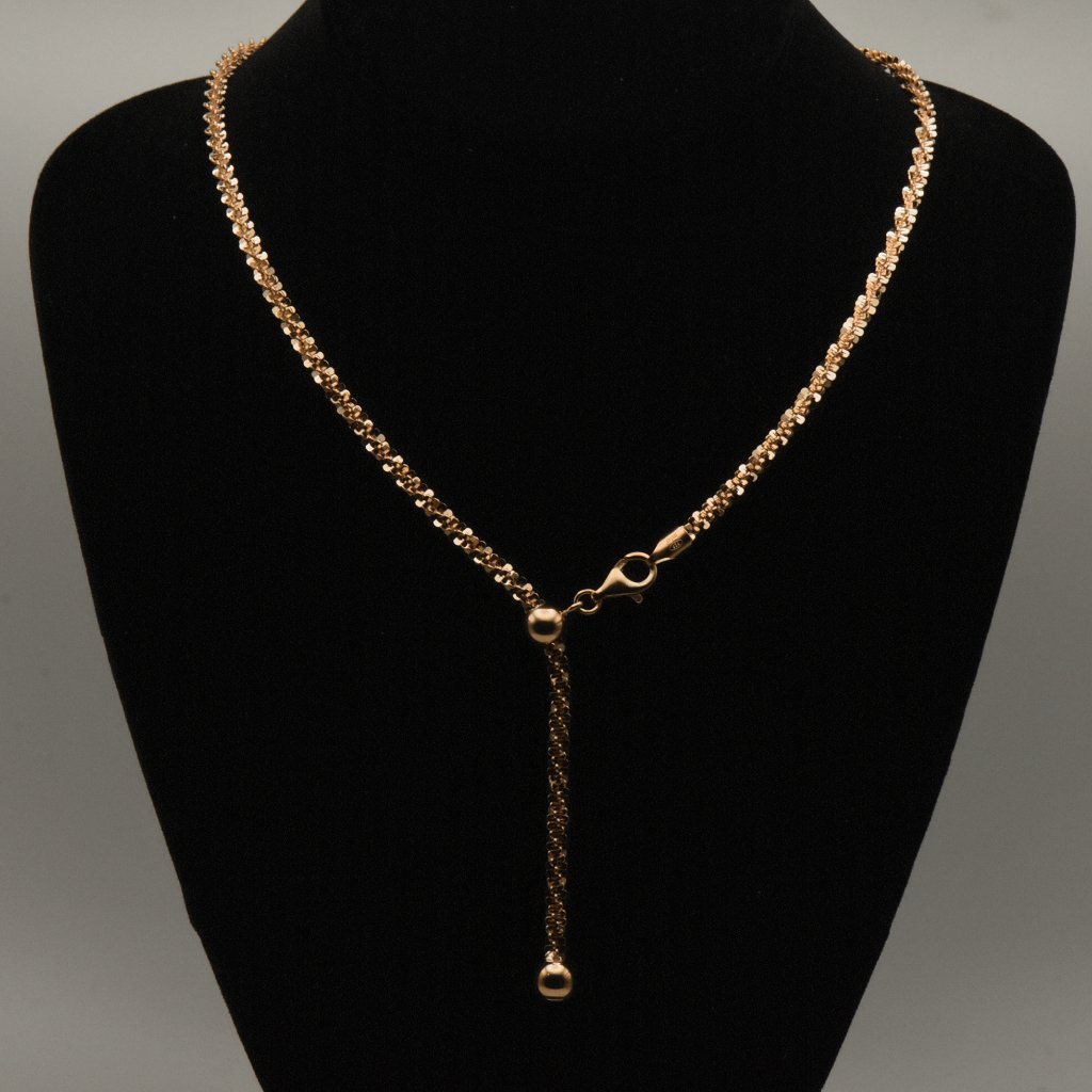 Milor Vintage Italian Rose Gold Tone Sterling Silver Lariat Style Chain Neckla